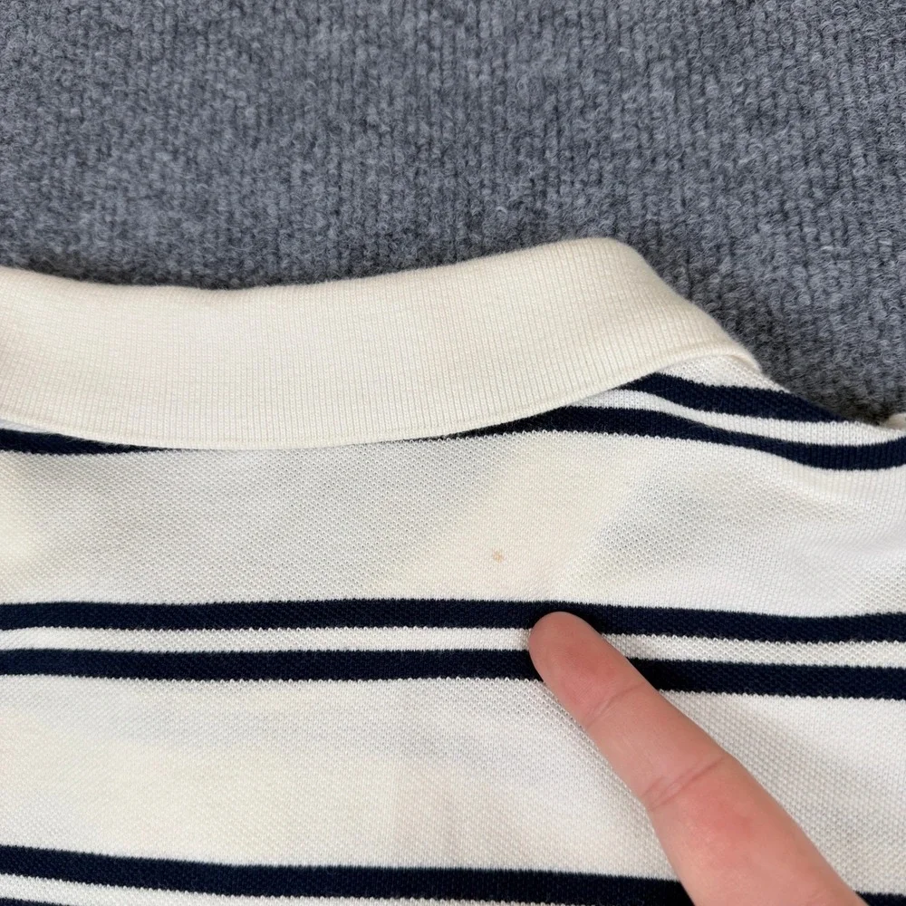 Vintage Polo Ralph Lauren Rugby Shirt Mens XL White Black Striped Pony 90s